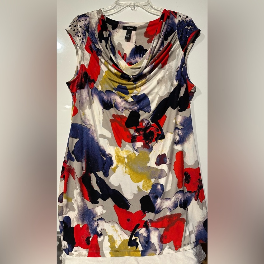 Alfani Multicolor Sleeveless Cowl Neck Mini Dress Women’s Petites Size XLarge